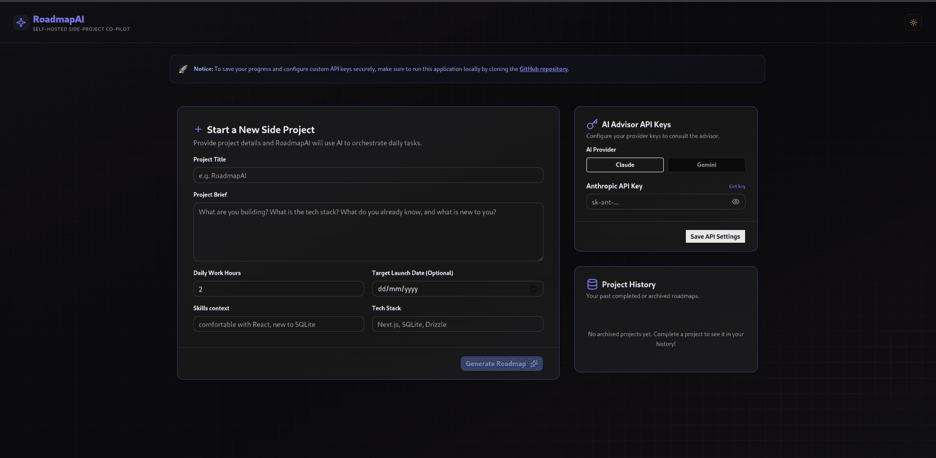 Screenshot of project RoadmapAI